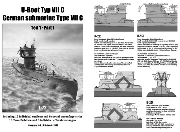 Type VIIC U-Boat Decal Review by Ulrich Leverenz (ULAD 1/72)